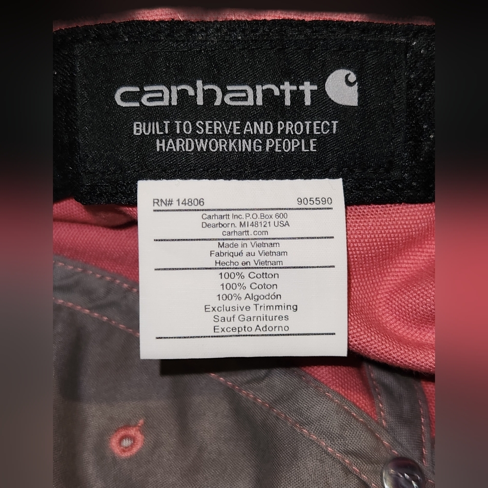 Carhartt Womens Pink & White Canvas Script Graphic Classic Ball Cap One Size - Picture 5 of 8